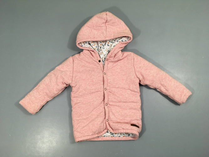Sweat-veste ouatiné rose clair chiné à capuche Little Dutch, moins cher chez Petit Kiwi