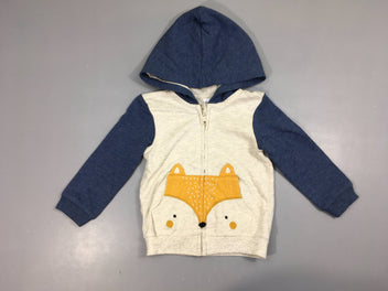 Sweat à capuche beige/bleu renard