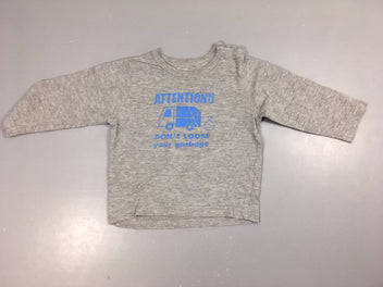 T-shirt m.l gris chiné Attention