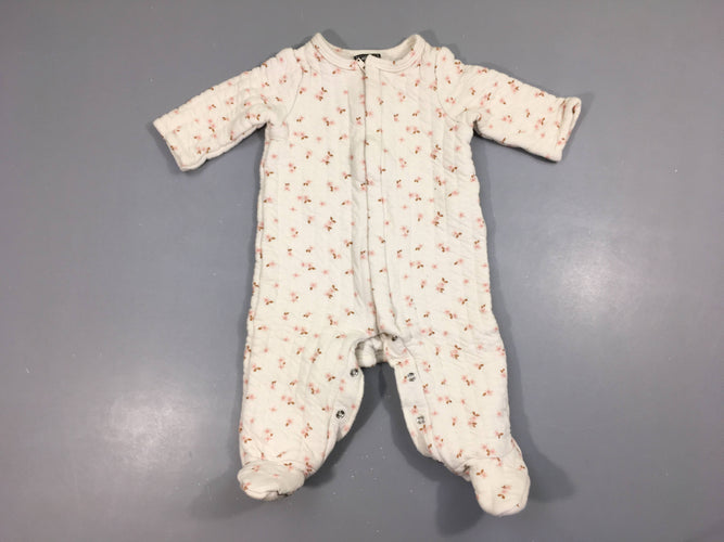 Pyjama molleton blanc fleuri Zip, moins cher chez Petit Kiwi