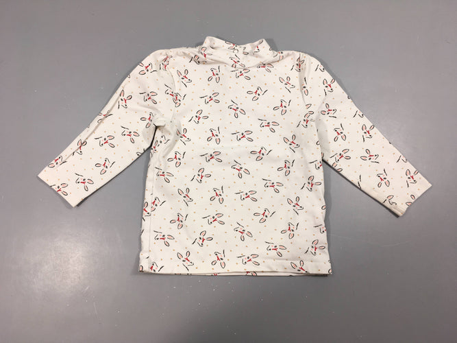 T-shirt m.l col montant blanc animaux, moins cher chez Petit Kiwi