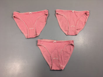 3 Culottes blanches rayé rose