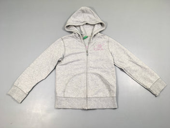 Sweat zippé à capuche gris chiné Love me