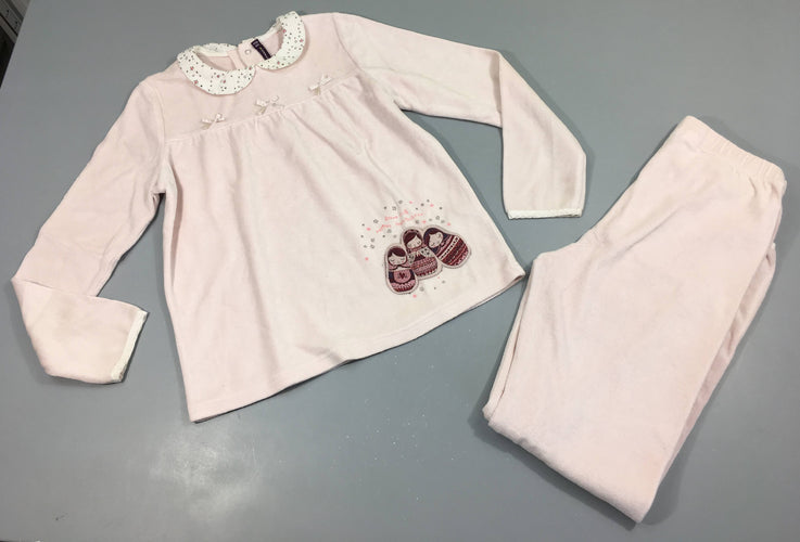 Pyjama 2pcs velours rose pâle poupées russes, moins cher chez Petit Kiwi