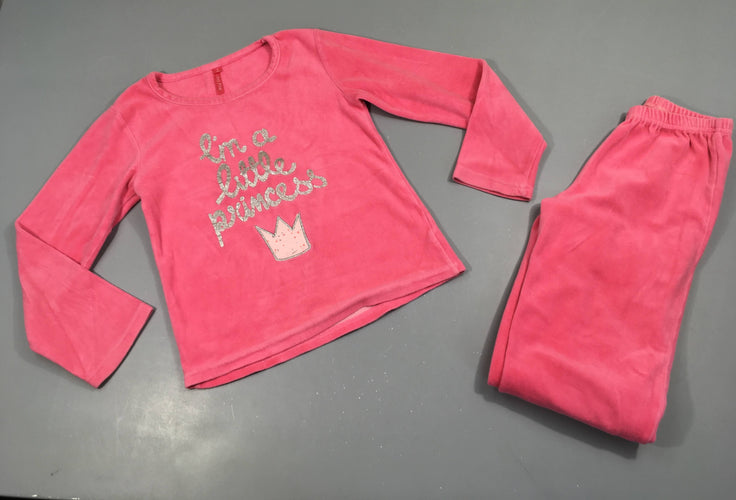 Pyjama 2pcs velours rose Lina, moins cher chez Petit Kiwi