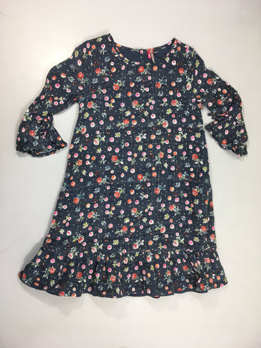 Robe m.l bleu foncé fleurs ligné argenté, moins cher chez Petit Kiwi
