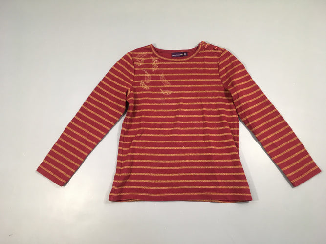 T-shirt épais m.l bordeau rayé doré pailleté, moins cher chez Petit Kiwi