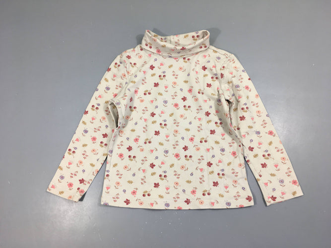 T-shirt col roulé m.l blanc cassé feuillage-fleurs Bouloché, moins cher chez Petit Kiwi