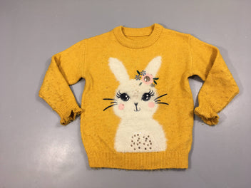 Pull jaune lapin duveteux-Bouoché