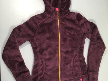 Sweat zippé à capuche velours mauve
