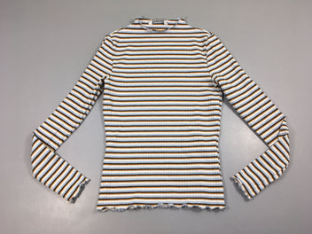 T-shirt m.l côtes rayé blanc/bleu/brun