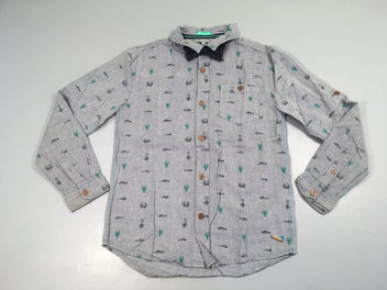 Chemise m.l bleu animaux, noeud papillon amovible
