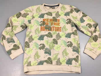 Sweat beige feuilles
