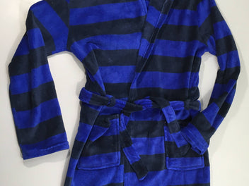 Peignoir velours bleu rayé