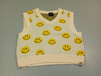 Pull s.m col V  écru, s.mileys