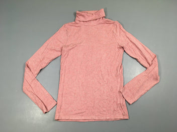 T-shirt m.l col roulé rose irisé bouloché-
