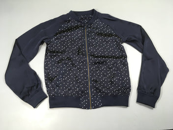 Sweat léger effet satiné zippé bleu foncé étoile blanches
