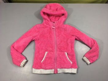 Gilet peluche à capuche rose irisé argenté