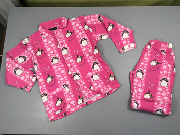 Pyjama 2 pcs flanelle rose pinguin