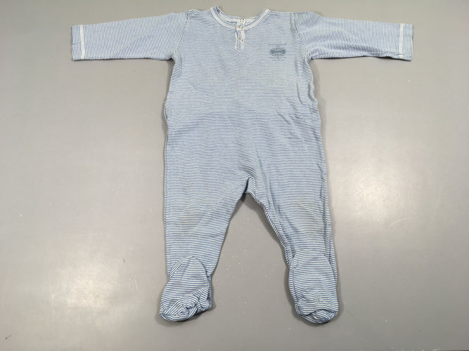 Pyjama jersey rayé blanc/bleu, moins cher chez Petit Kiwi