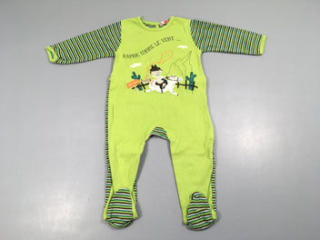 Pyjama jersey vert cow-boy, légèrement bouloché