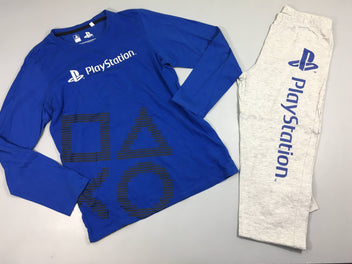 Pyjama 2pcs jersey bleu/gris chiné Playstation