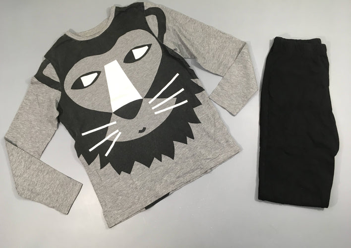 Pyjama 2pcs jersey gris chiné lion, moins cher chez Petit Kiwi