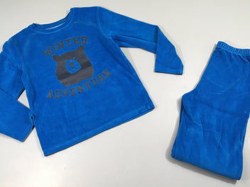 Pyjama 2pcs velours bleu ours