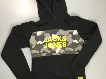 Sweat à capuche noir camouflage, légèrement bouloché