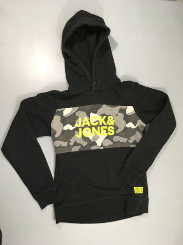 Sweat à capuche noir camouflage, légèrement bouloché, moins cher chez Petit Kiwi