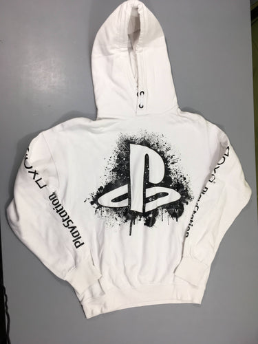 Sweat à capuche blanc Playstation, moins cher chez Petit Kiwi
