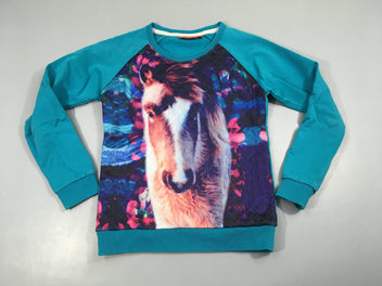 Sweat bleu avant satiné cheval