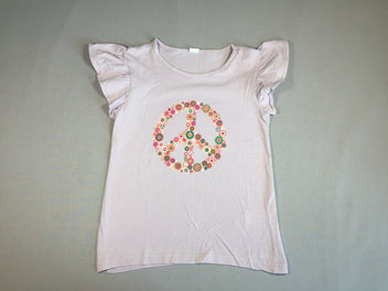 T-shirt m.c mauve clair -sigle Love & Peace fleuri