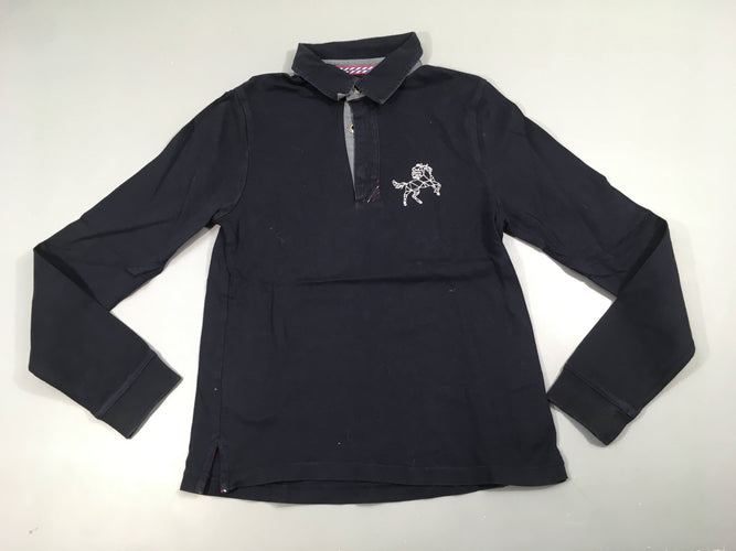 Polo m.l jersey bleu marine équitation, moins cher chez Petit Kiwi