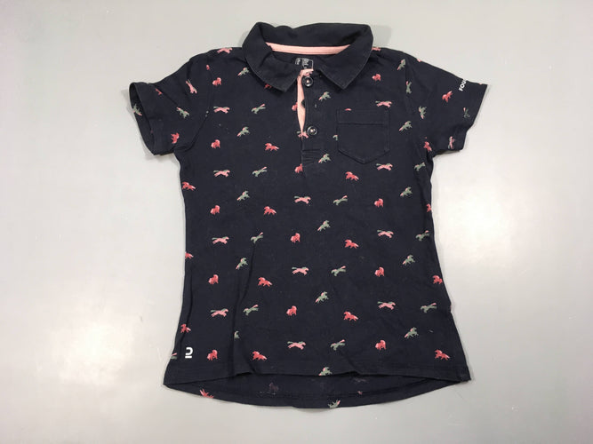 Polo m.c jersey bleu marine chevaux, Fouganza, moins cher chez Petit Kiwi