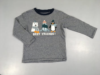 T-shirt m.l gris rayé bleu Best friends