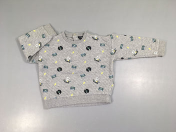 Sweat gris musique effet matelassé bouloché