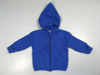 Gilet à capuche bleu 55%Laine Dujardin Légèrement bouloché
