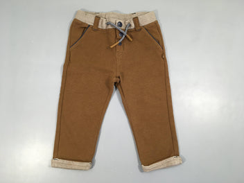 Pantalon à revers molleton brun bouloché