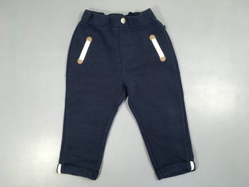 Pantalon à revers molleton bleu foncé légèrement bouloché