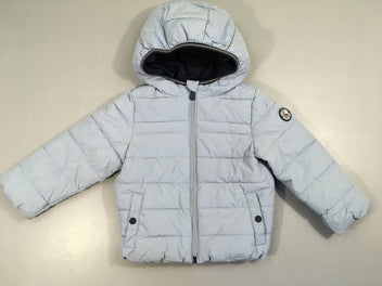 Etat neuf-Veste ouatinée à capuche bleu clair