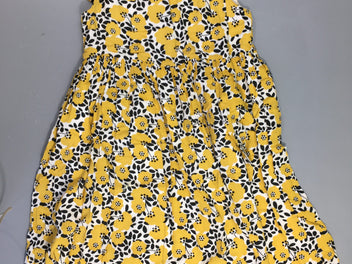 Robe m.c blanche fleurs jaune/noir
