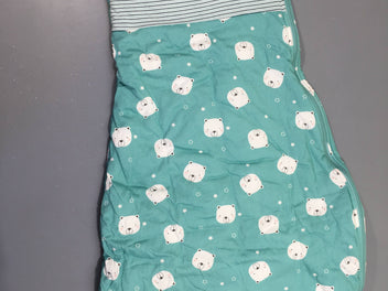 Sac de couchage s.m ouatiné blanc-menthe ours 90cm