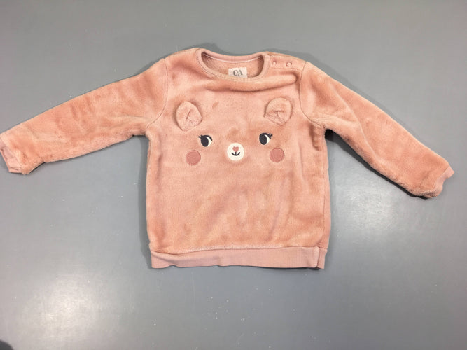 Pull velours rose clair ours oreilles, moins cher chez Petit Kiwi