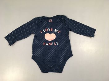 Body m.l bleu foncé pois coeur Love