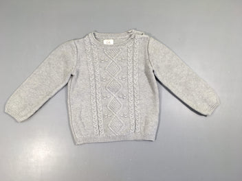 Pull gris torsades