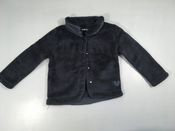 Gilet velours bleu foncé col