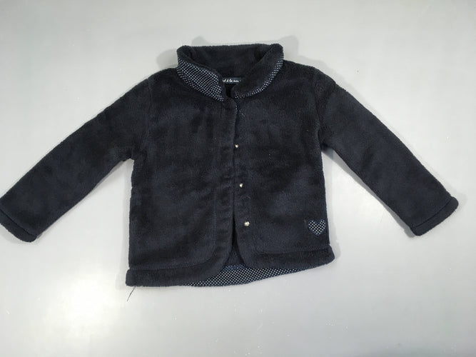 Gilet velours bleu foncé col, moins cher chez Petit Kiwi