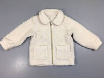 Gilet/veste zippé peluche écru