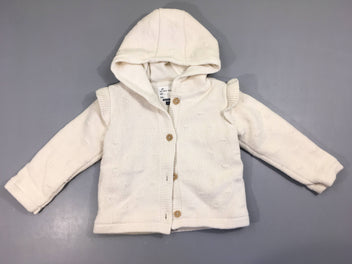 Gilet/veste écru à capuche, doublé polar